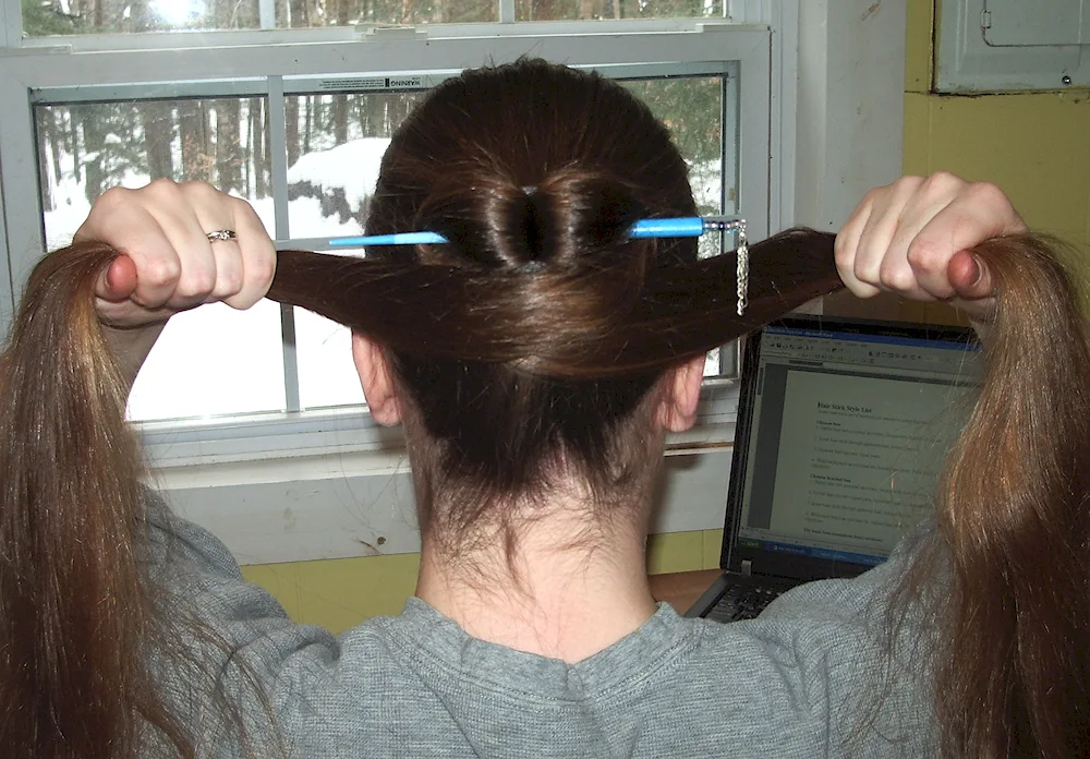 Hair with chopsticks