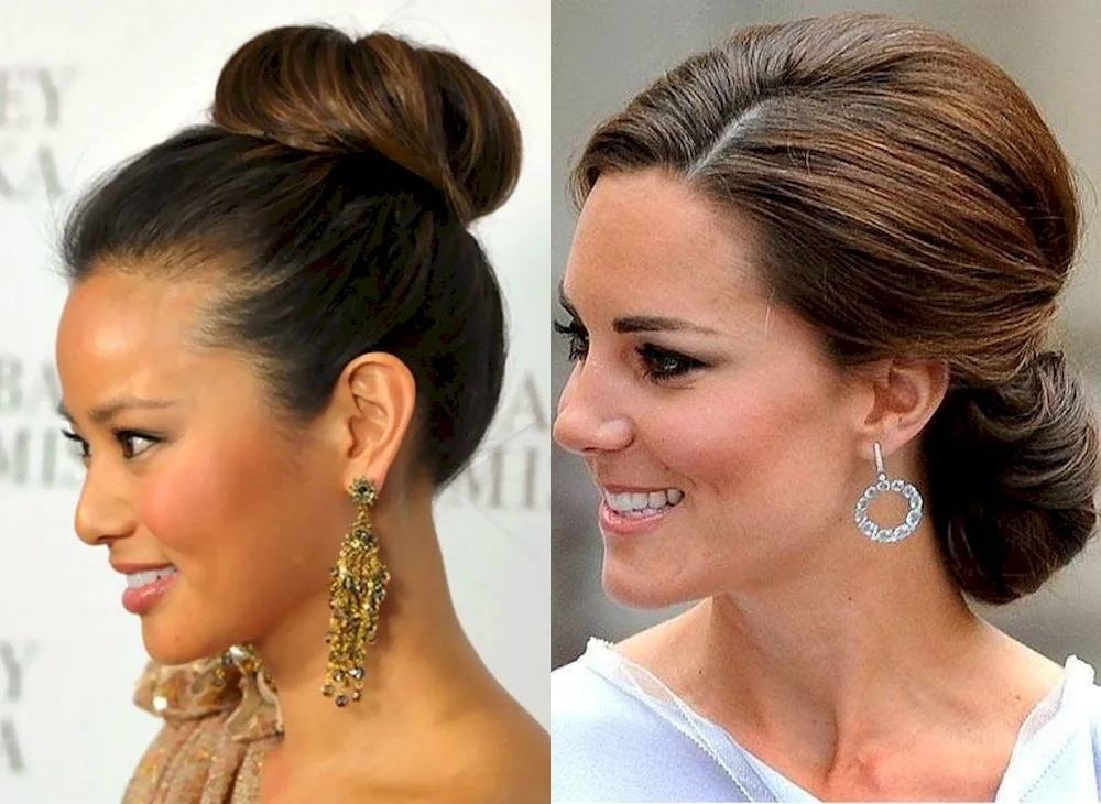 Bun hairstyles with a bun on a vertical