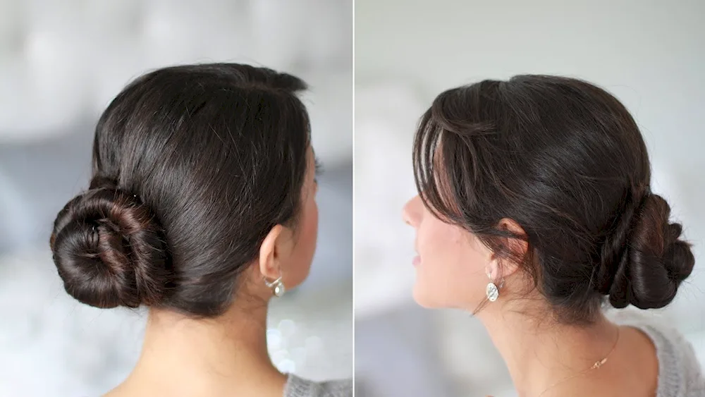 Bun hairstyle at the back of the head