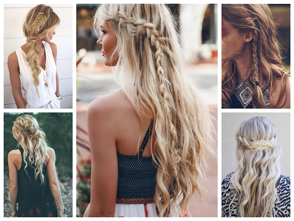 Braid and loose hair hairstyles