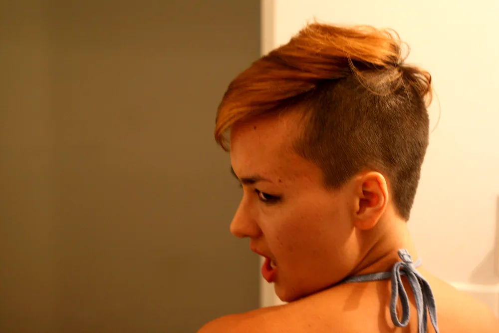 Hair with bun at the back of the head