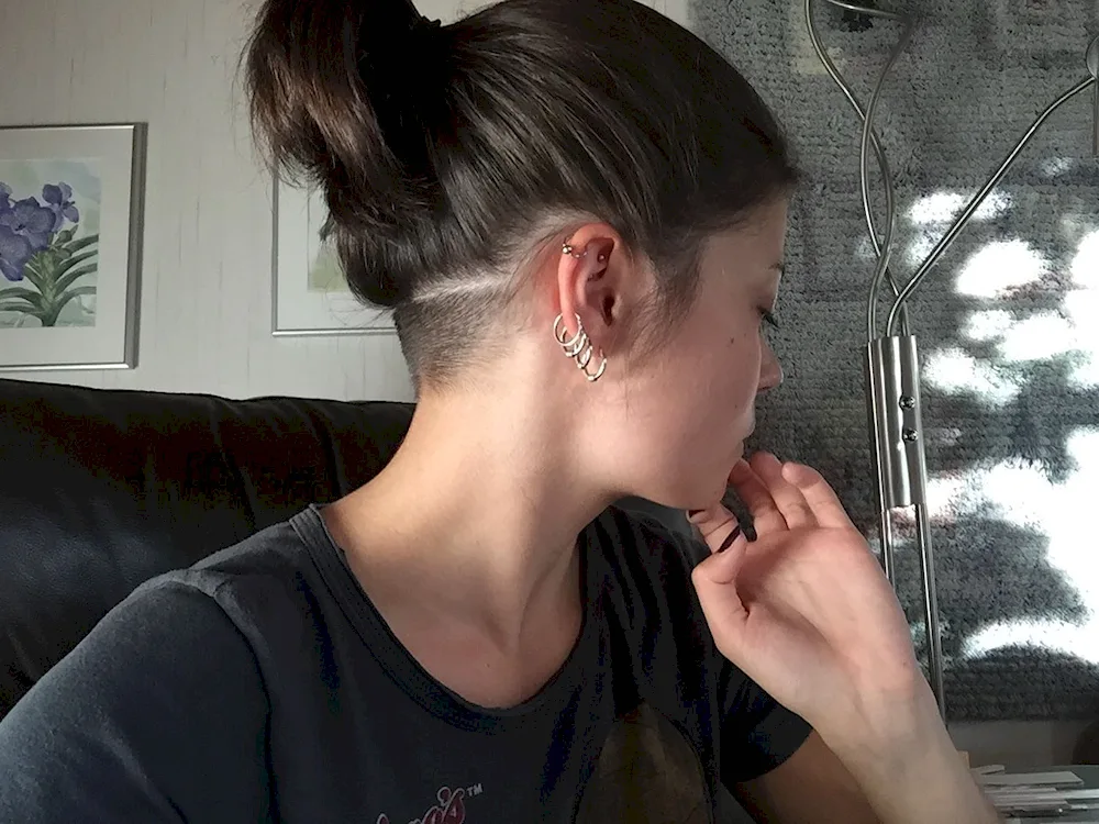 Haircut with shaved nape