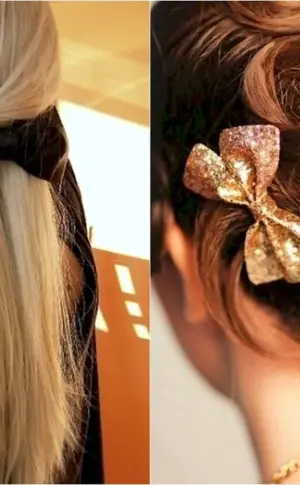 Hairstyle with bow hairpin