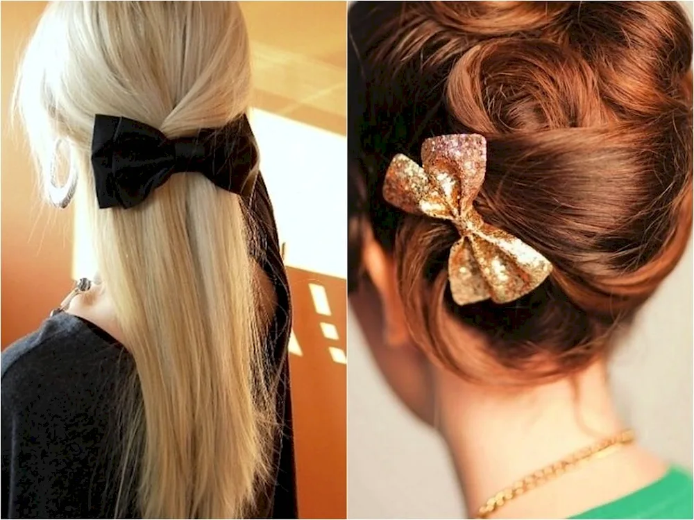 Hairstyle with bow barrette