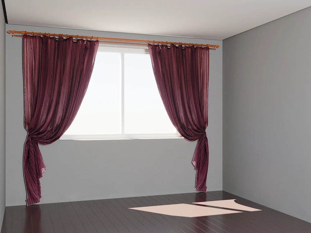 Lilac curtains with lambrequin