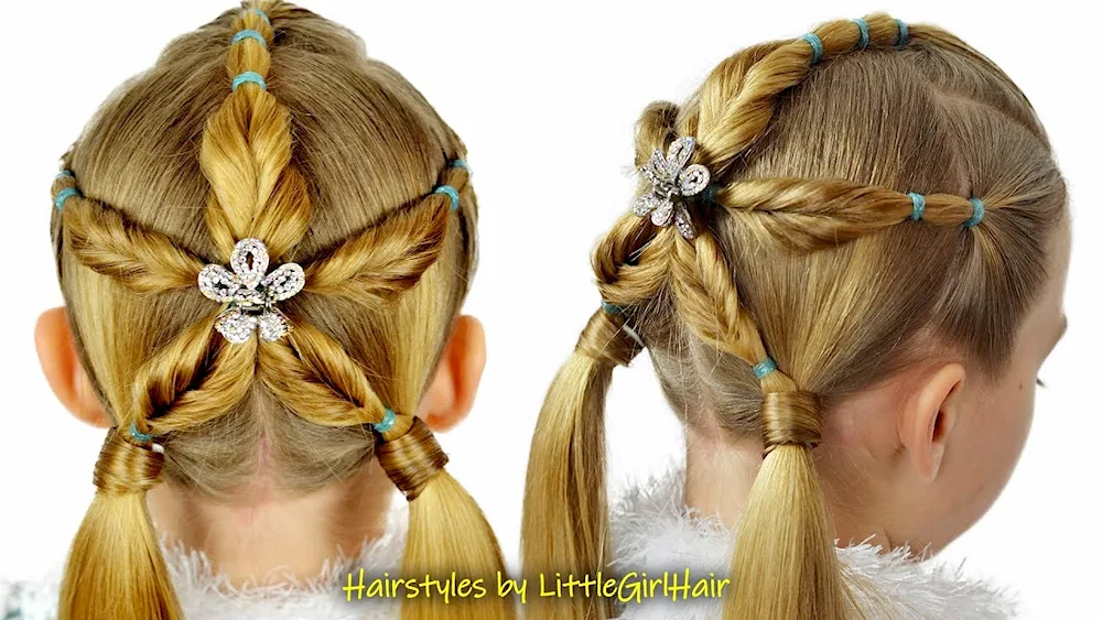 Snowflake hairstyle for a girl