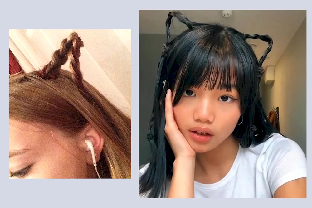 Halloween ears hairstyle for long hair