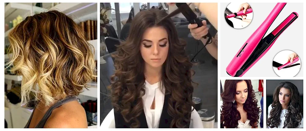 Middle hair curls with a flat iron