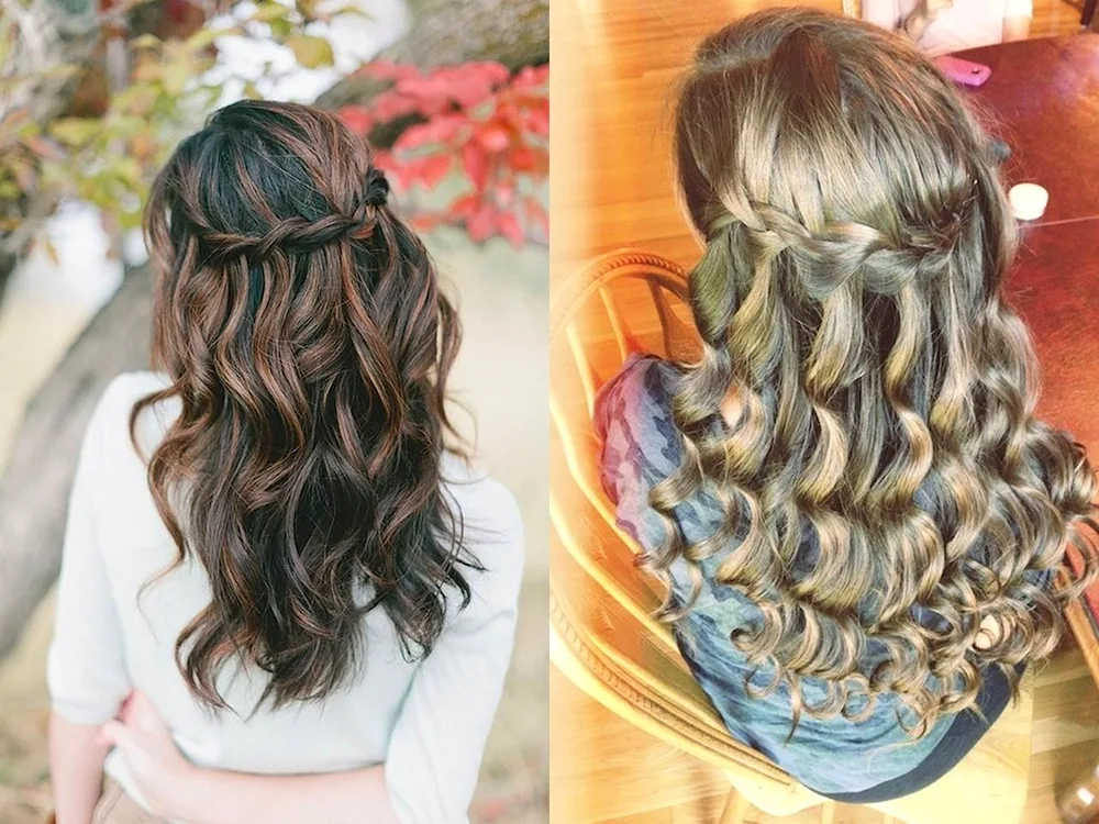 Waterfall hairstyle with curls