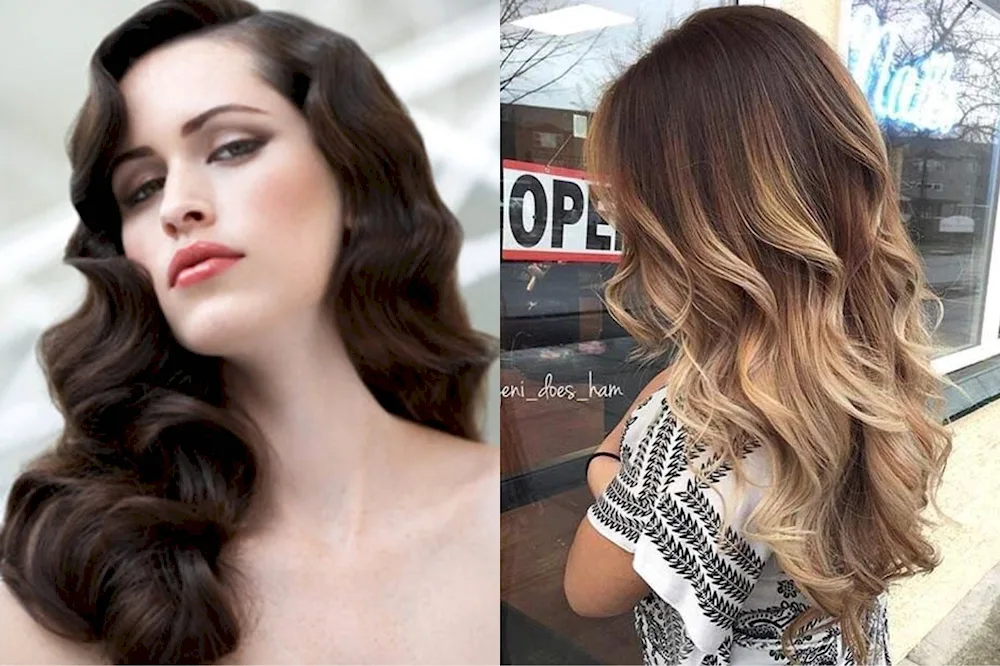 Wave hairstyle on long hair