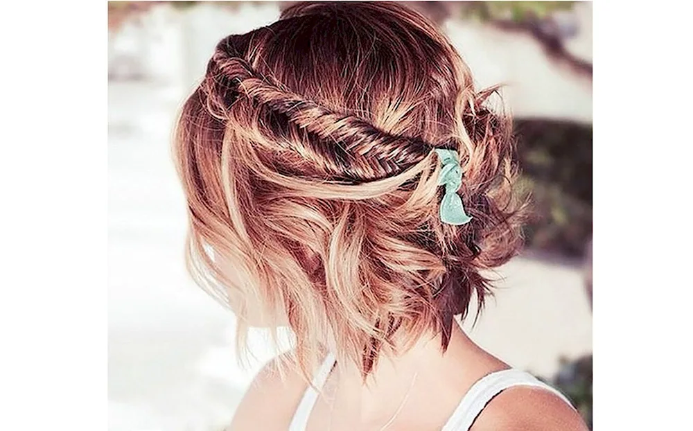 Braided hairstyle for medium hair