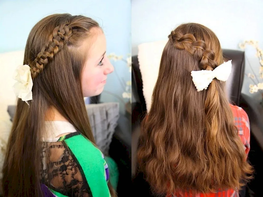 Braid and loose hair hairstyles girl