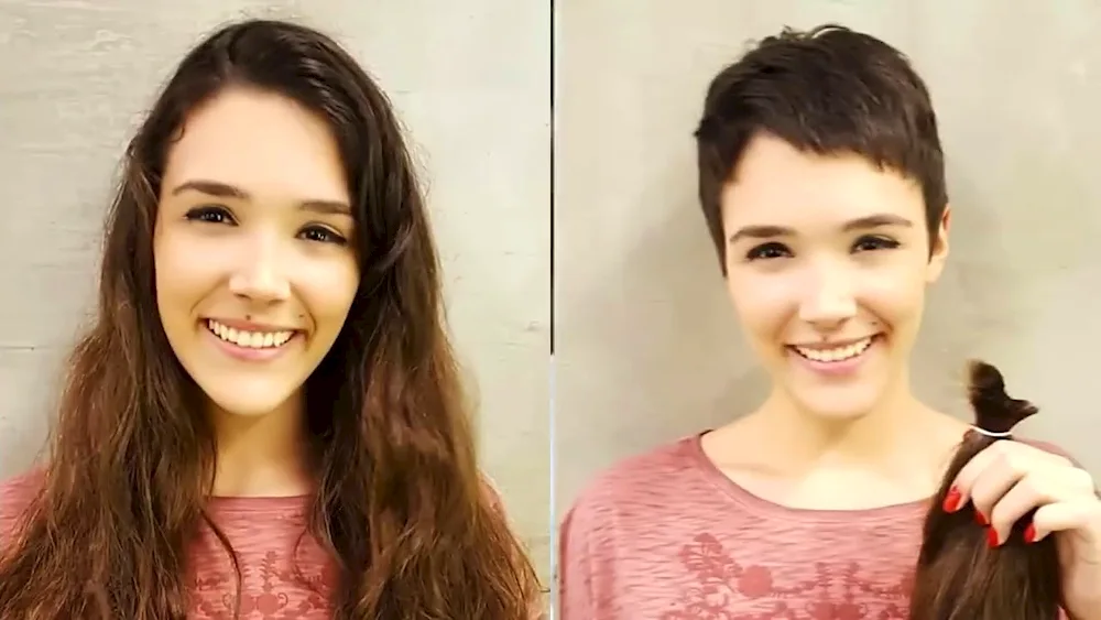 Hair before and after haircut