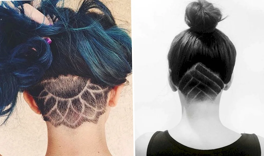 Long hair hairstyles with shaved nape