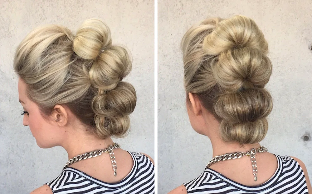 Hair with silicone bands. rubber bands