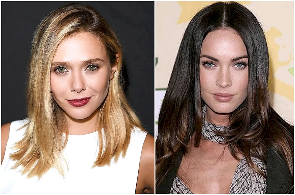Long hair parting with oblique hair parting
