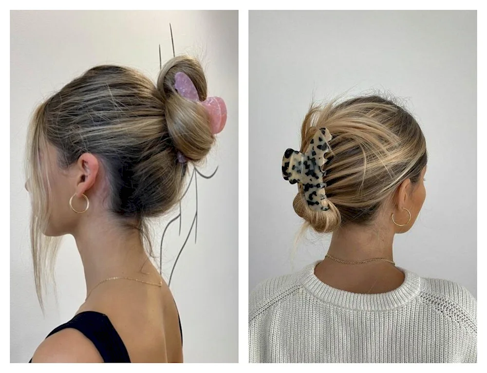 Crab bun hairstyle for long hair