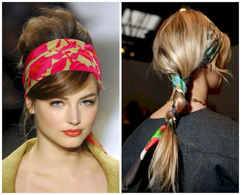 Handkerchief hairstyles with headscarf