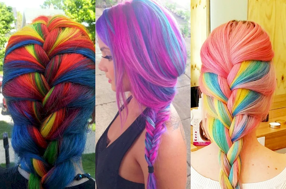 Hair styles with coloured strands