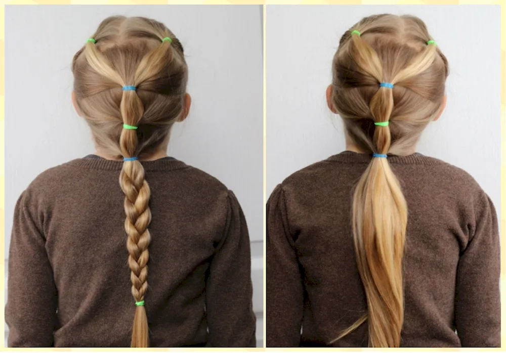 Children's hairstyles with rubber bands