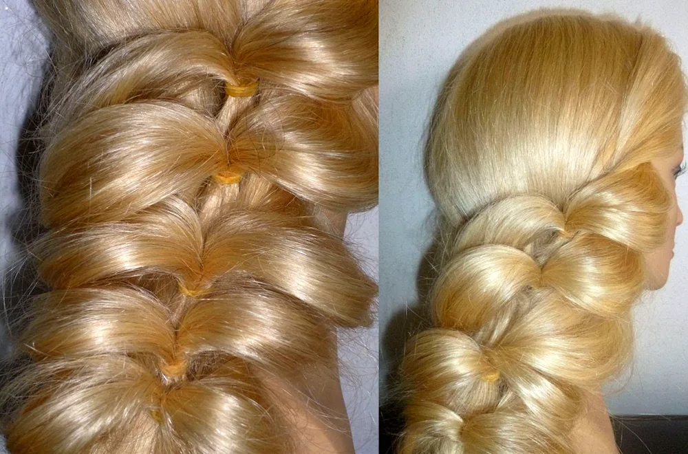 Evening hairstyles with rubber bands