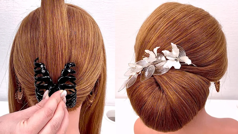 Crab bun hairstyle for school