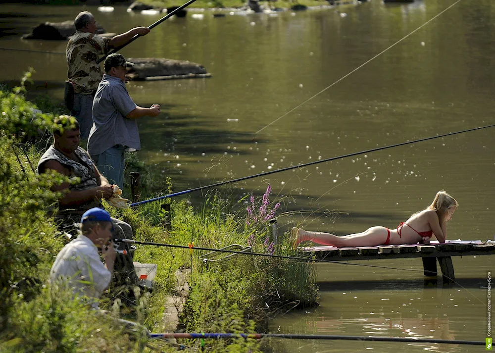 Girl fishing with fish