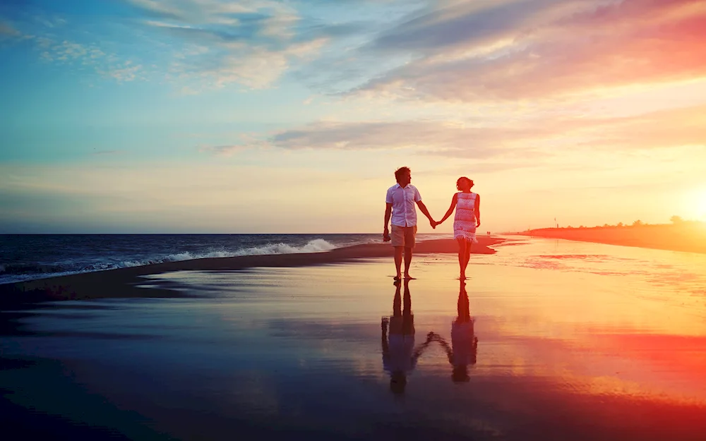 Walking along the seashore