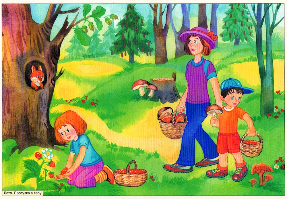 Walk in the forest children summer