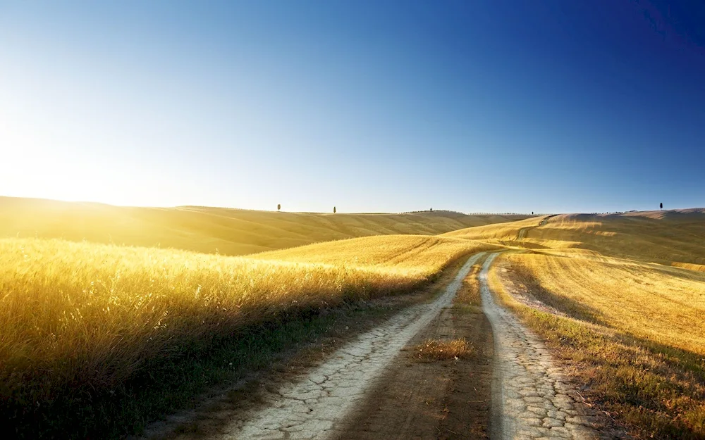 The sky road in the field