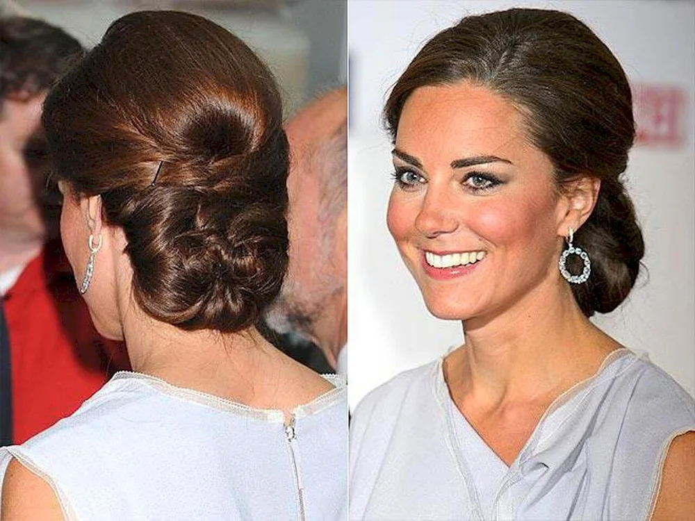 Margot Robbie's bun at the top of her head