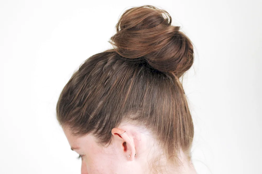 Bun hairstyle with a bagel