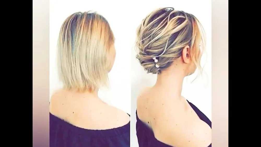 Bun on bob hair