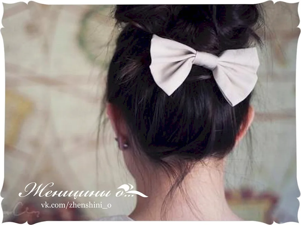 Bun with a bow for hair
