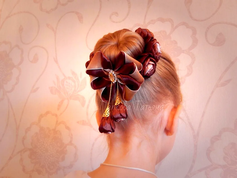 Bundle hairstyle with bow