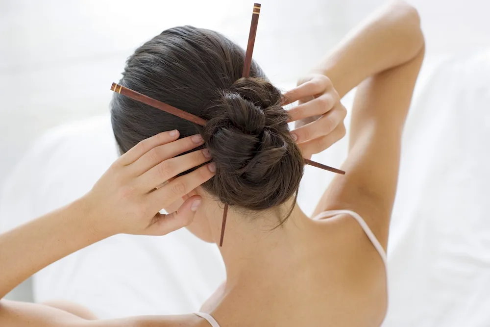 Bun with chopsticks