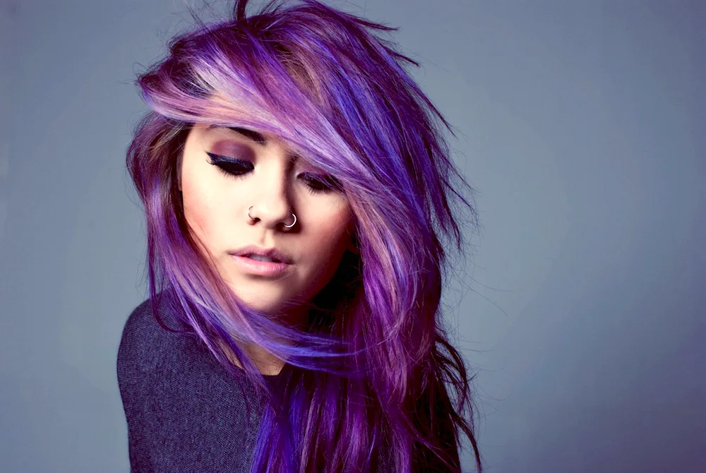 Purple and blue hair colouring