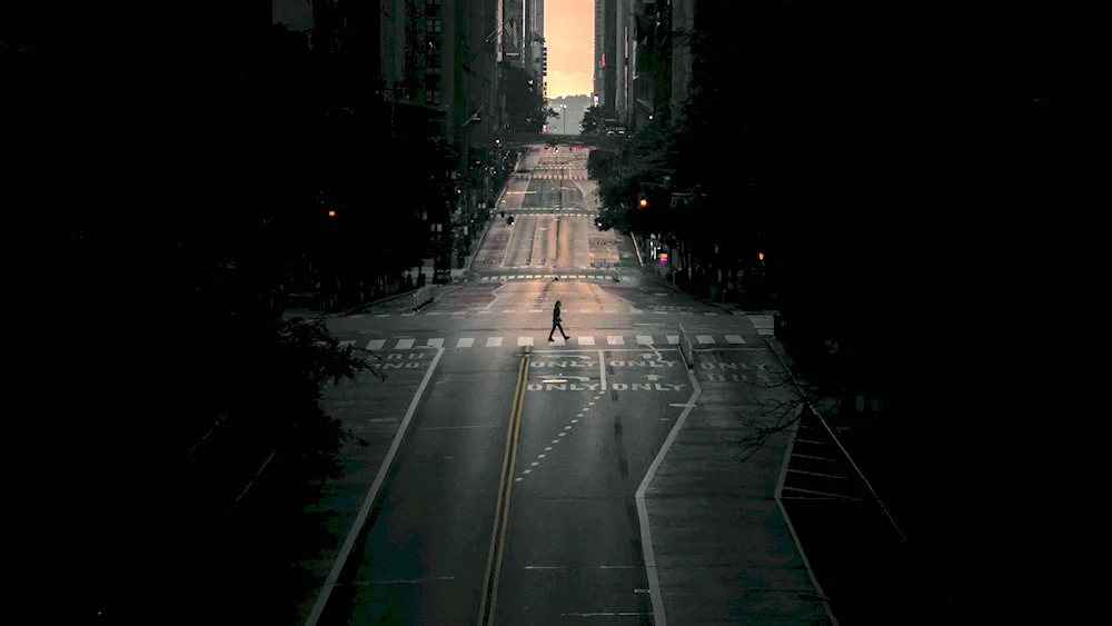 Night sky and road