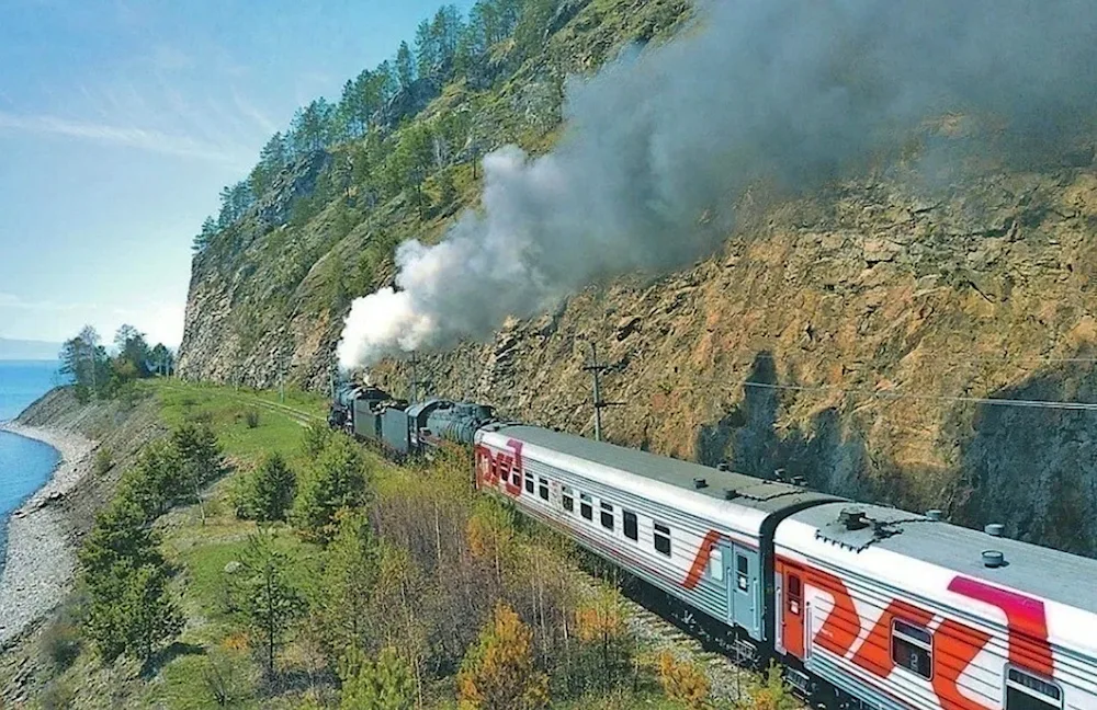 Train travelling by train