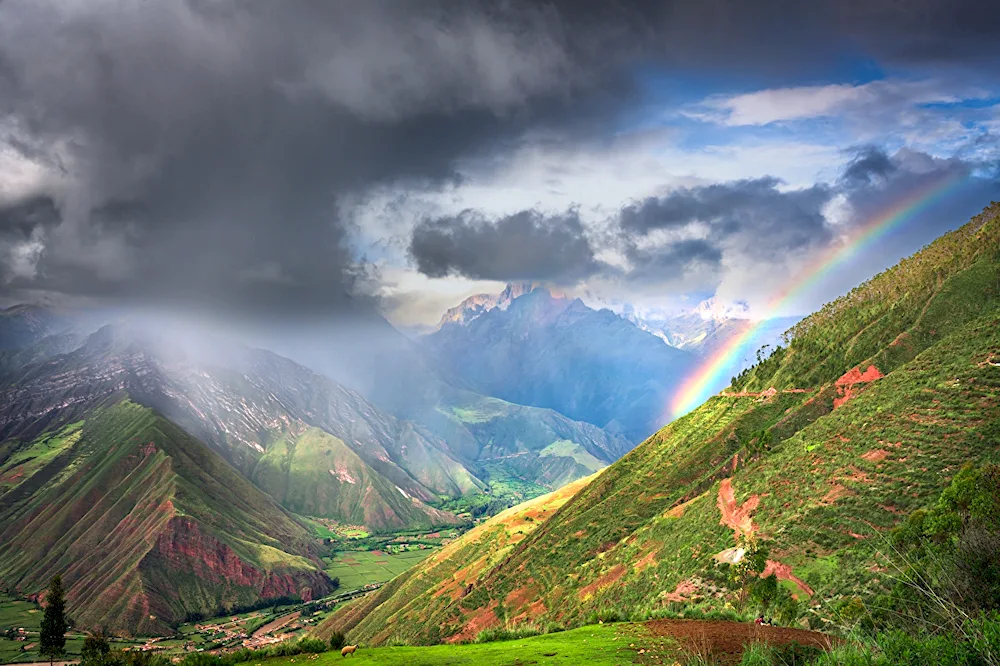 Rainbow in mountains