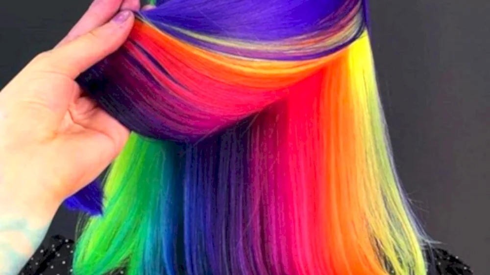 A rainbow hair