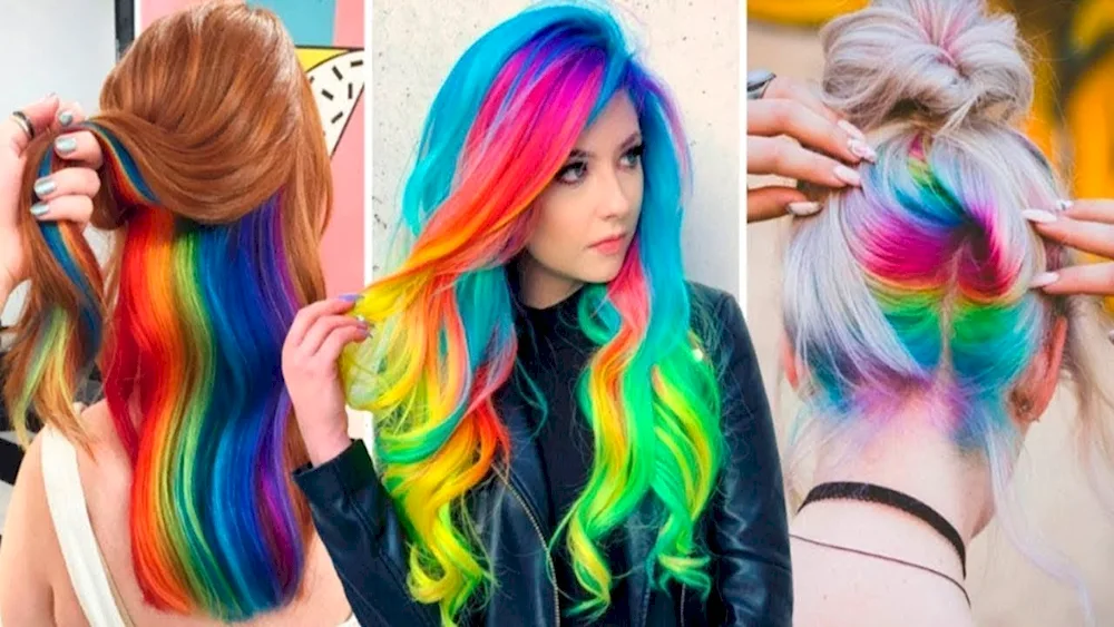 Rainbow hair short