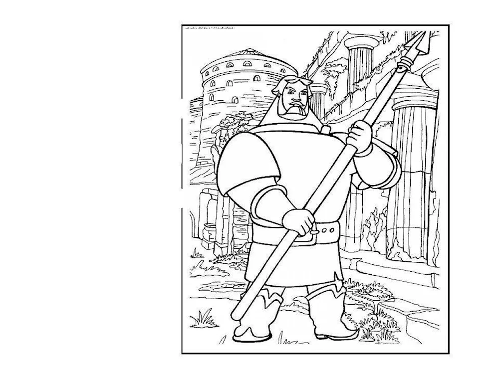 Colouring 3 bogatyrs Ilya Muromets