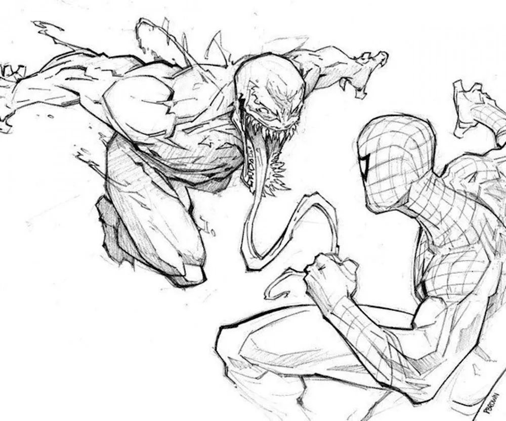 Colouring Spider-Man and Venom Marvel