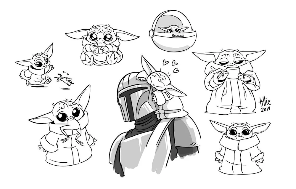 Star Wars yoda colouring baby