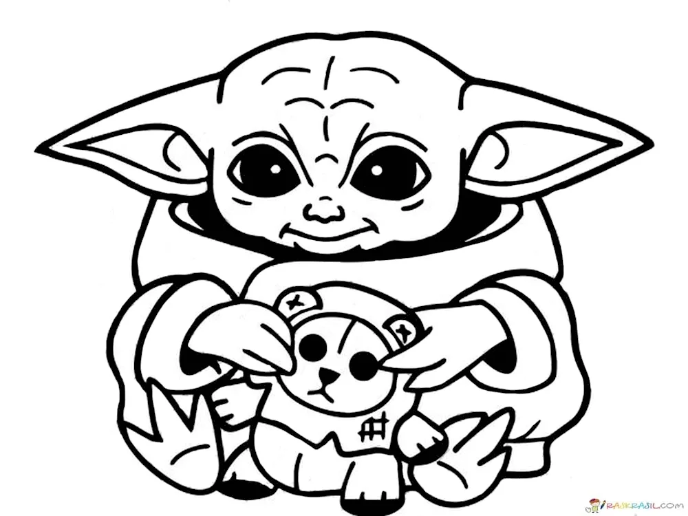 Star Wars yoda baby colouring