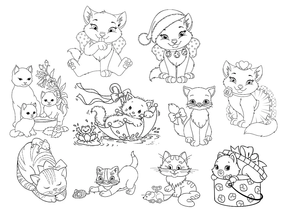 Colouring. Kitties. Colouring. Kitties