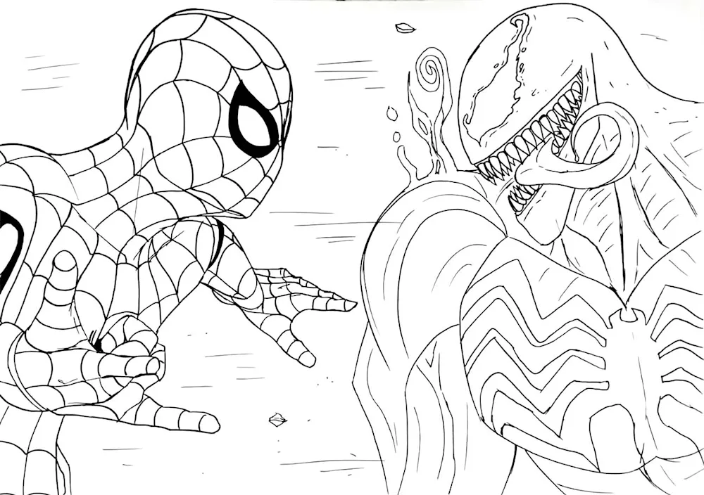 Colouring spider man and Venom