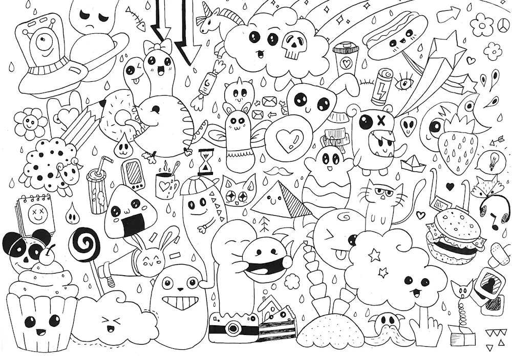 Colouring pages with stickers