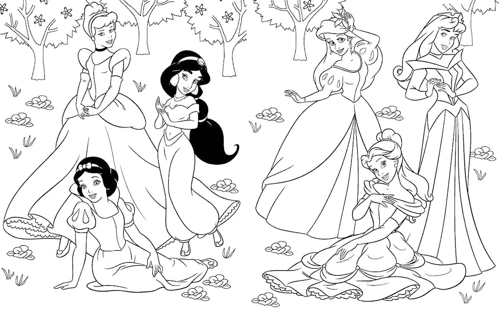 Disney princess colouring pages